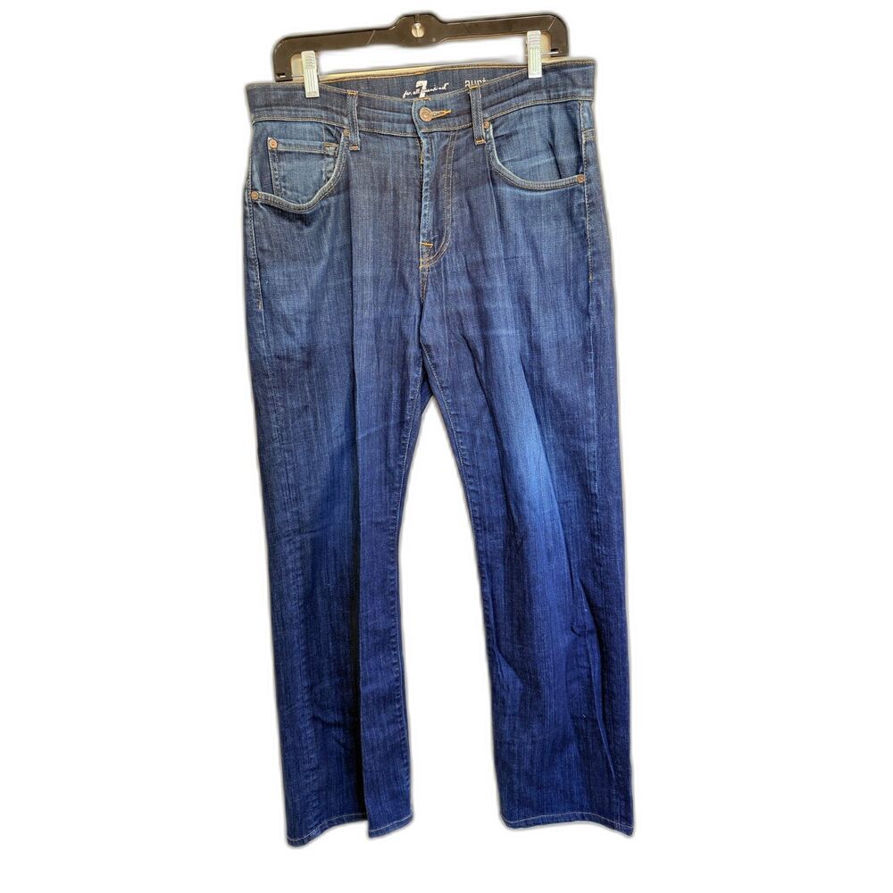 7 For All‎ Mankind Austyn Relaxed Straight Leg Jeans Size 31 Distressed Hems